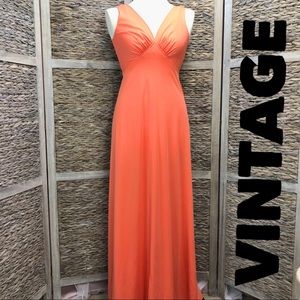 Vintage Tangerine Sleeveless Maxi Dress Size 8
